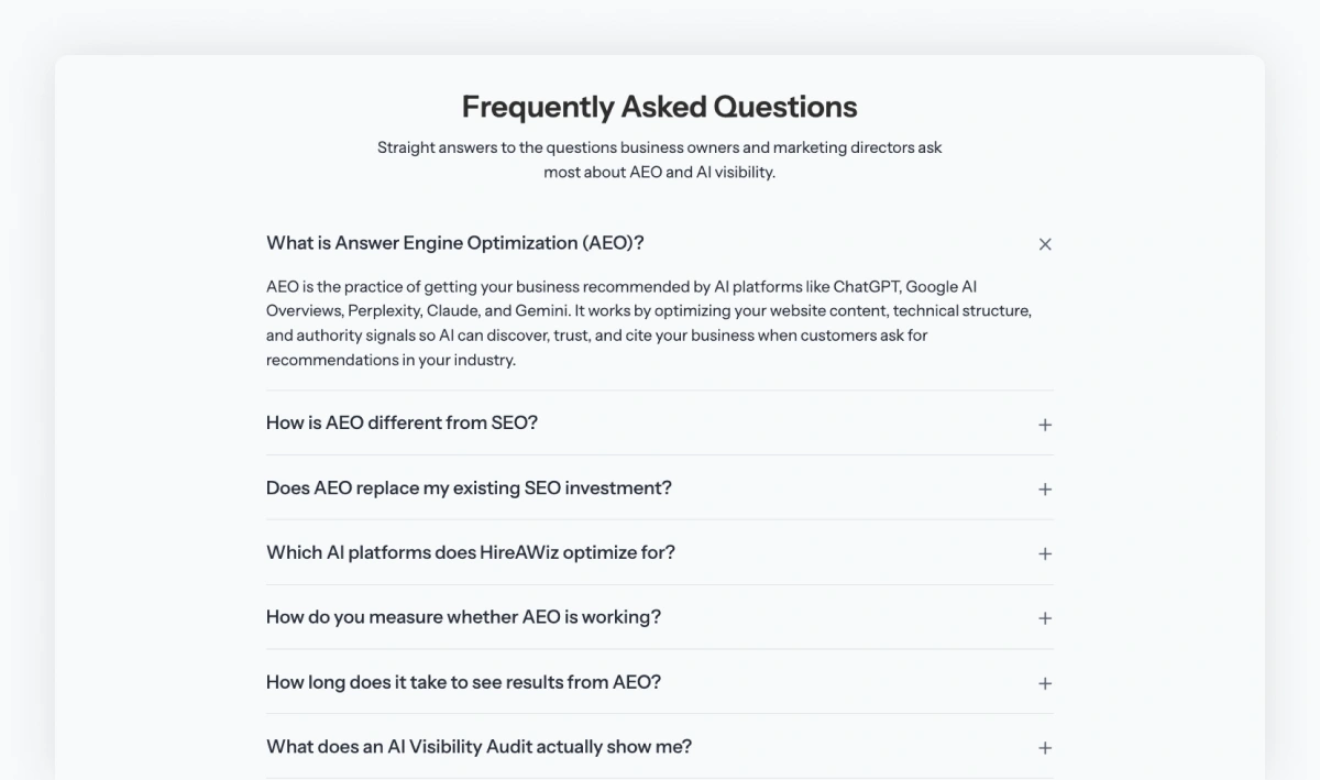 Page 7: FAQs (Context-Specific First, Centralized If Needed)